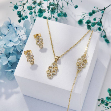 Ensemble de bijoux pour femmes, 3 Pièces: Collier, Boucles d'Oreilles , Bracelet - Accessoires femme