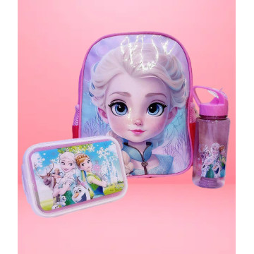 Cartable 3 pieces Thème REINE DES NEIGES   gourde cartable & boite a lunch box 