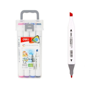 Deli Professional Sketch Marker Pen -Boite de 12 couleurs -